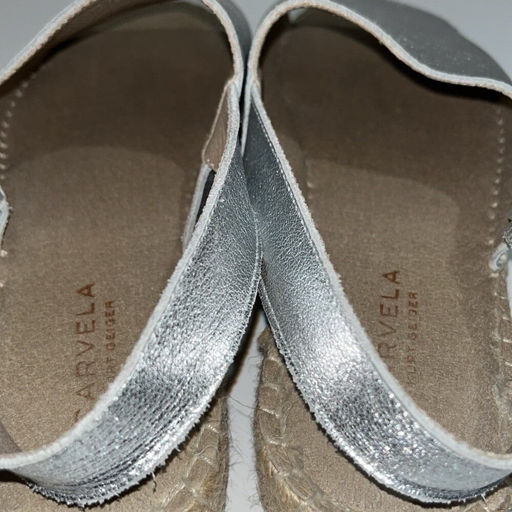Carvela Kurt Geiger Women's Silver Leather‎ Espadrilles Sz 38 (US 8) Metallic - Picture 8 of 11